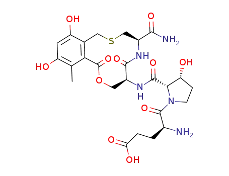 (S)-4-Amino-5-[(2S,3R)-2-((8R,11S)-8-carbamoyl-2,4-dihydroxy-1-methyl-10,14-dioxo-5,7,8,9,10,11,12,14-octahydro-13-oxa-6-thia-9-aza-benzocyclododecen-11-ylcarbamoyl)-3-hydroxy-pyrrolidin-1-yl]-5-oxo-pentanoic acid