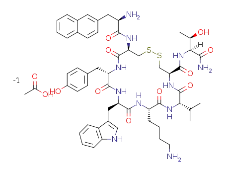 [cycloS-S]-3-(2-naphthyl)-D-alanyl-L-cysteinyl-L-tyrosyl-D-tryptophyl-L-lysyl-L-valyl-L-cysteinyl-L-threoninamide acetate